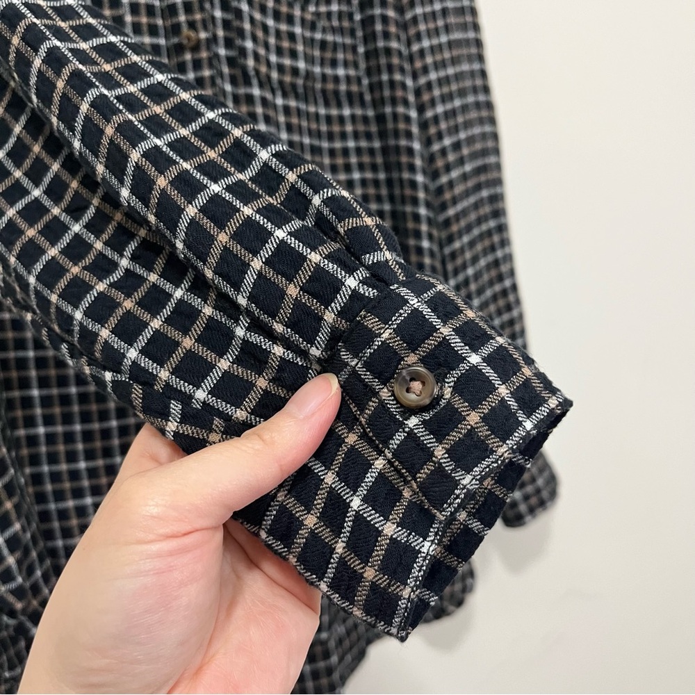Anthropologie Pilcro Relaxed Plaid Shirt Tunic Button Front Size S Black White - Picture 6 of 16
